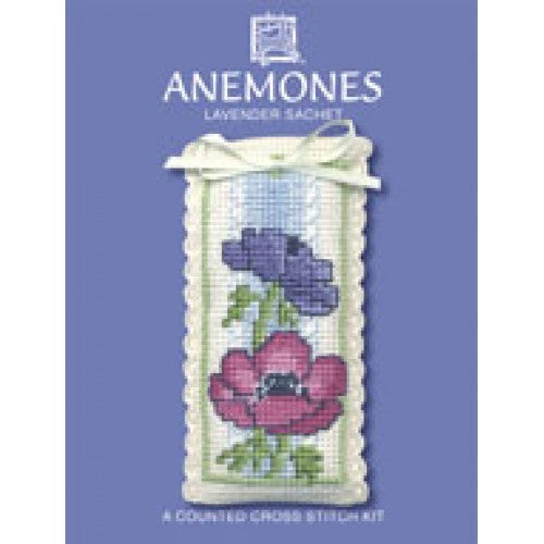 Textile Heritage Lavender Sachet Cross Stitch Kit - Anemones SAAN