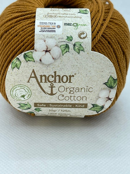 Anchor Organic Cotton 4 Ply Yarn 50g - Caramel Brown 0309