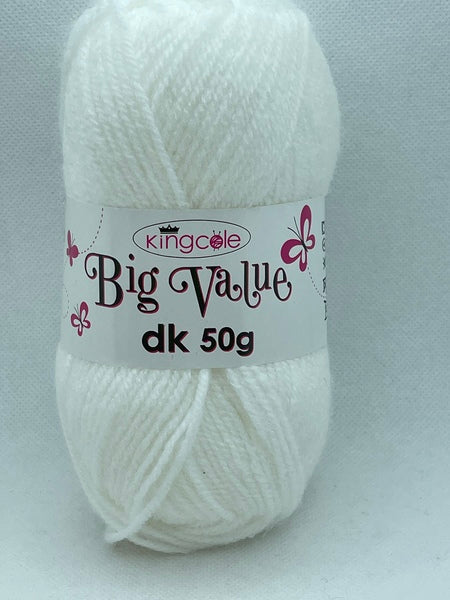 King Cole Big Value DK Yarn 50g - White 4020 BoS