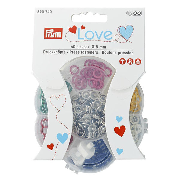 Prym Love:Snap fasteners jersey 8mm, in 6 colours 60 pieces in organiser x 1 - 390740