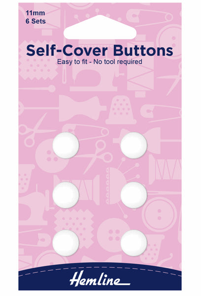 Hemline Self-Cover Buttons - White Plastic 11mm - H475.11