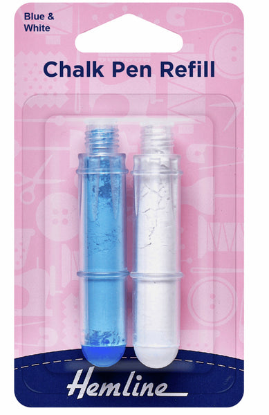 Hemline Chalk Pen Refills White and Blue - H868.R