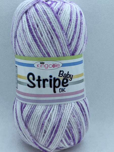 King Cole Baby Stripe DK Baby Yarn 100g - Baby Lilac 3606