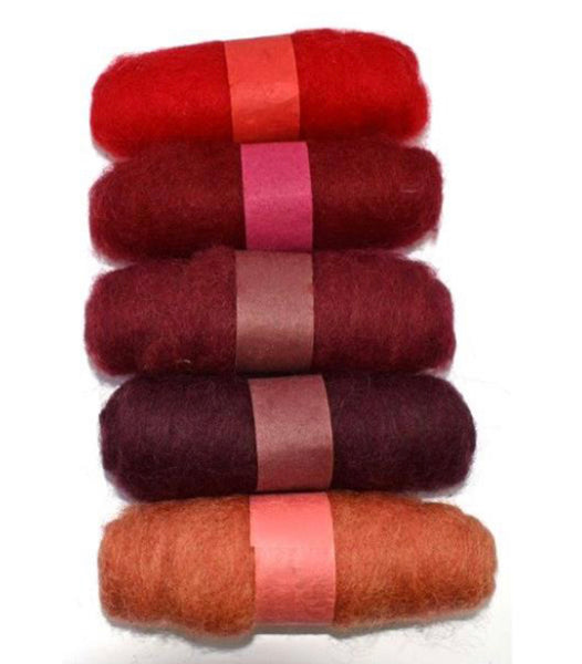 Habico Needle Felting Wool 5 x 20g Reds - HF159