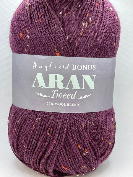 Hayfield Bonus Tweed With Wool Aran Yarn 400g - Plum 0663 Bos