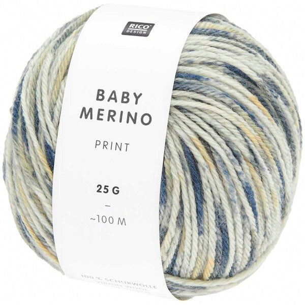 Rico Baby Merino Print DK Baby Yarn 25g - Navy Blue-Vanilla 012