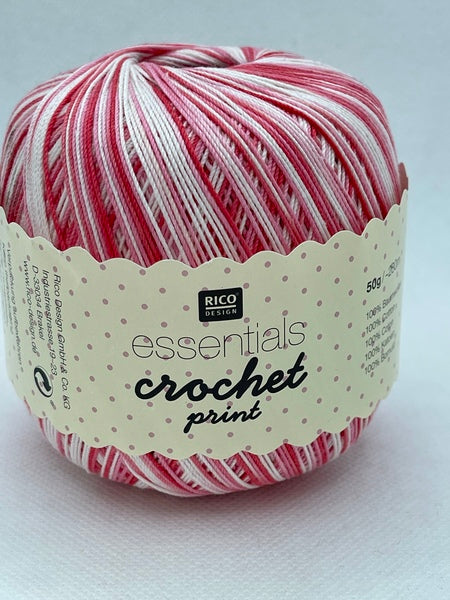 Rico Essentials Crochet Print Cotton Yarn 50g - Red Mix 002 (Discontinued)