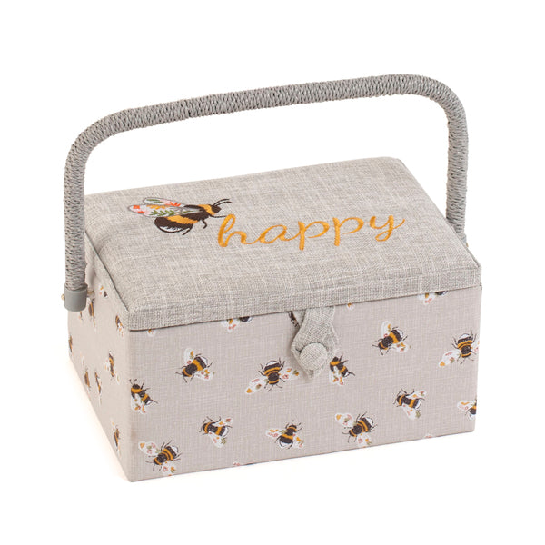 Hobby Gift Sewing Box Medium Embroidered Bee Happy - MRME/587.3