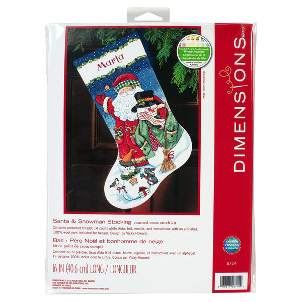 Counted Cross Stitch Kit - Santa & Snowman Stocking