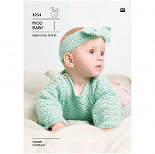 Crochet Pattern Rico Baby Sweater & Headband Baby Cotton Soft DK - 1254