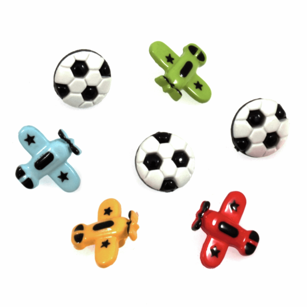 Trimits Buttons - Footballs and Planes