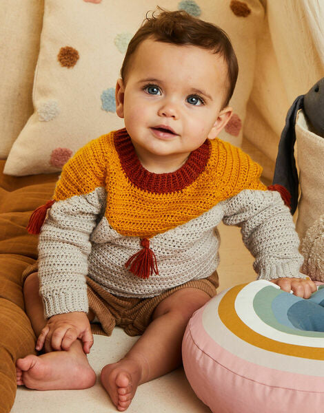 Crochet Pattern Sirdar Baby Tiny Tasselled Sweater in Snuggly 4 Ply - 5511