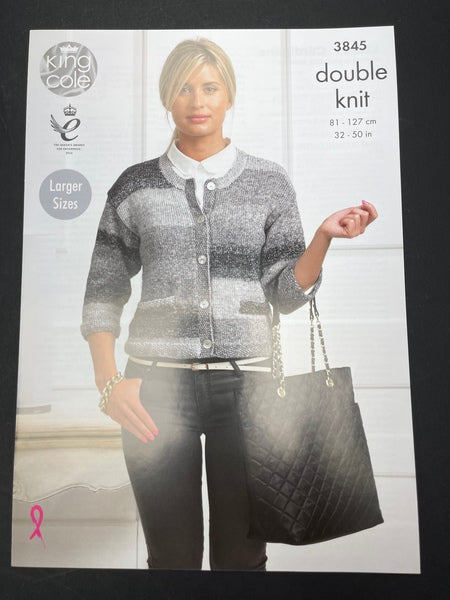 Knitting Pattern -Ladies Cardigan - King Cole DK - 3845