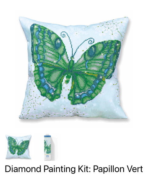 Diamond Painting Cushion Kit - Papillon Vert DD16.008