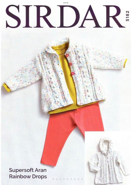 Knitting Pattern - 0 -7 years - Cardigan Jacket - Sirdar Supersoft Rainbow Drops Aran - 5182