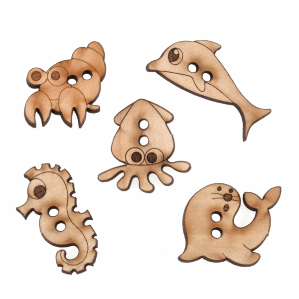 Trimits Buttons Wooden - Sea Life