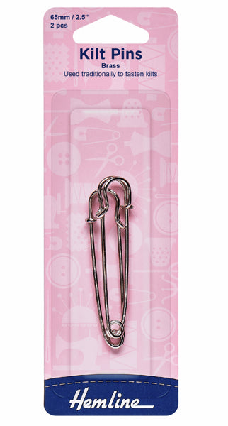 Hemline Kilt Pins 65mm Nickel 2 Pieces - H412.65