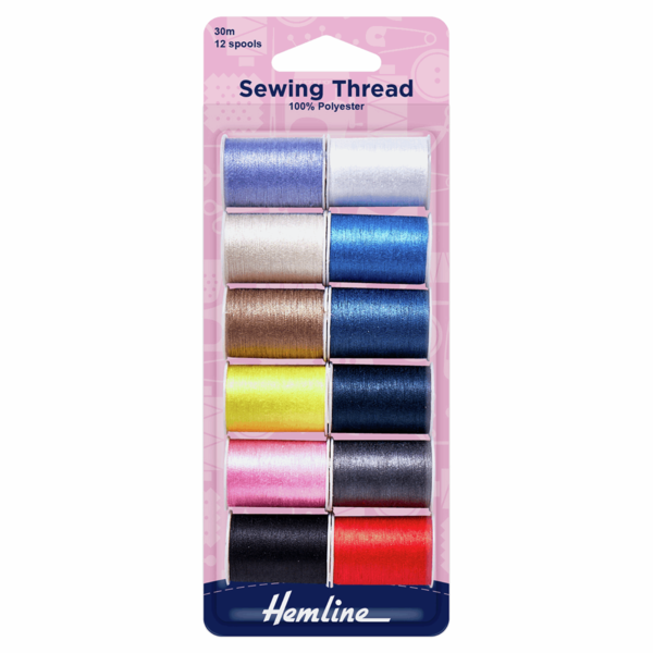 Sewing Thread: 12 x 30m: Assorted Colours - H998