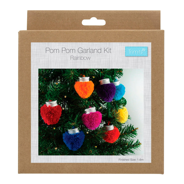 Trimits Pom Pom Garland Kit Christmas Lights Rainbow - GCK189