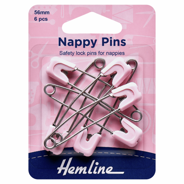 Hemline Nappy Pins Pink Pack of Six - H413.P