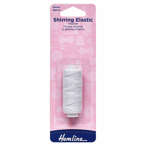 Hemline Shirring Elastic 20m x 0.75mm White - H600