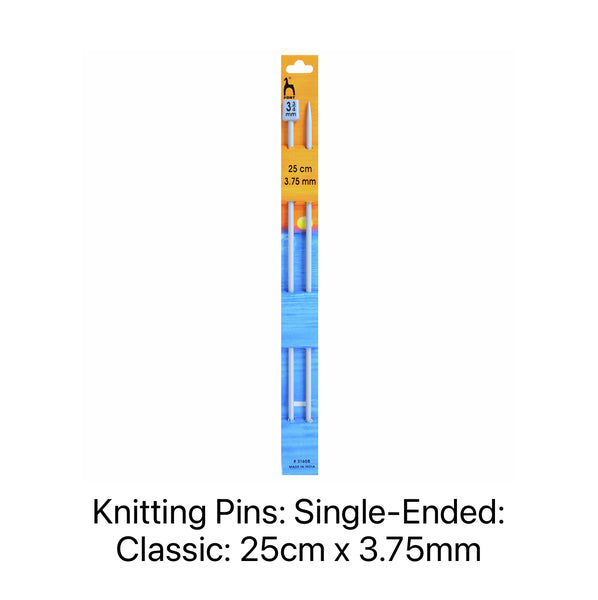 Pony Classic Single-Ended Knitting Needles 3.75mm 25cm - P31608