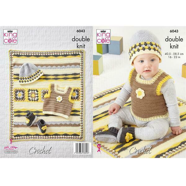 Crochet Pattern Traditional Baby Set King Cole Cherished DK 6043