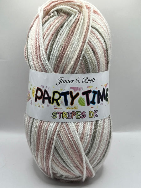 James C. Brett Party Time Stripes DK Yarn 100g - Blush Notes PTS06