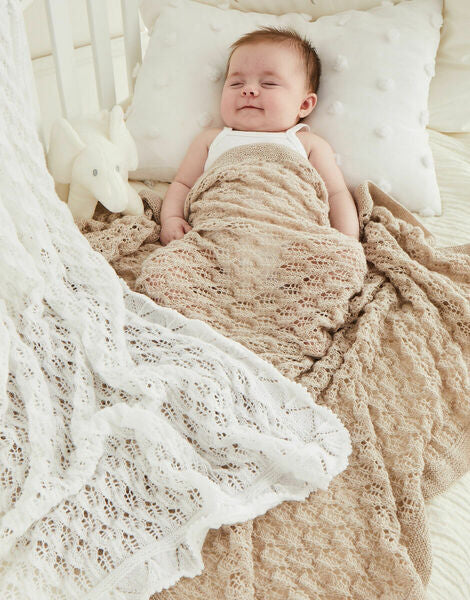 Knitting Pattern Sirdar Pretty Picot Lacy Blanket In Snuggly 2 Ply - 5524