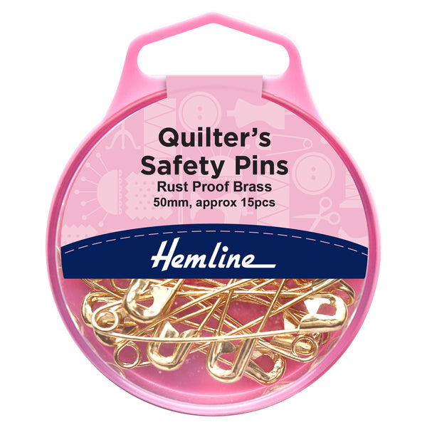 Hemline Quilters Safety Pins 50mm 15 Pieces - H419.3