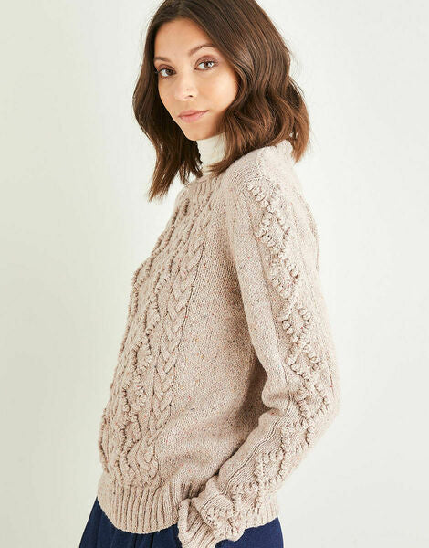 Knitting Pattern - Womens Crew Neck Cable Sweater - Haworth Tweed DK - 10146