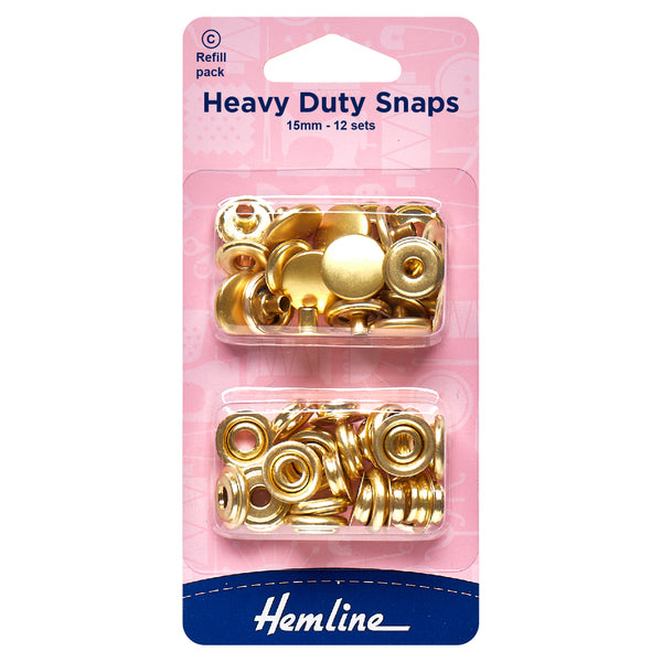 Hemline Heavy Duty Snaps Refill Pack 15mm Gold - H405R.G