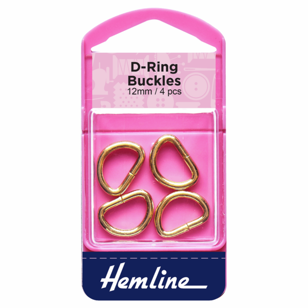 Hemline D-Rings 12mm Gold Pack of 4 - H462G.12