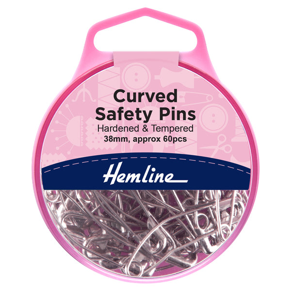 Hemline Curved Safety Pins 38mm 60 Pieces - H418.2
