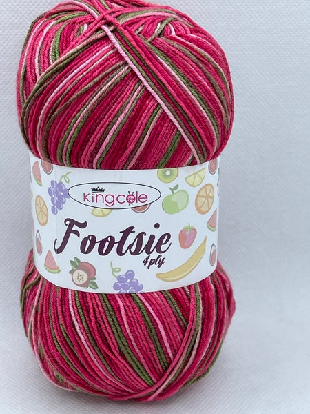 King Cole Footsie 4 Ply Yarn 100g - Strawberry 4902