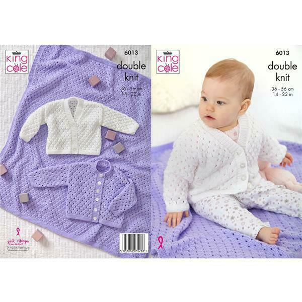 Knitting Pattern Baby Cardigans & Blanket King Cole Comfort Baby DK 6013