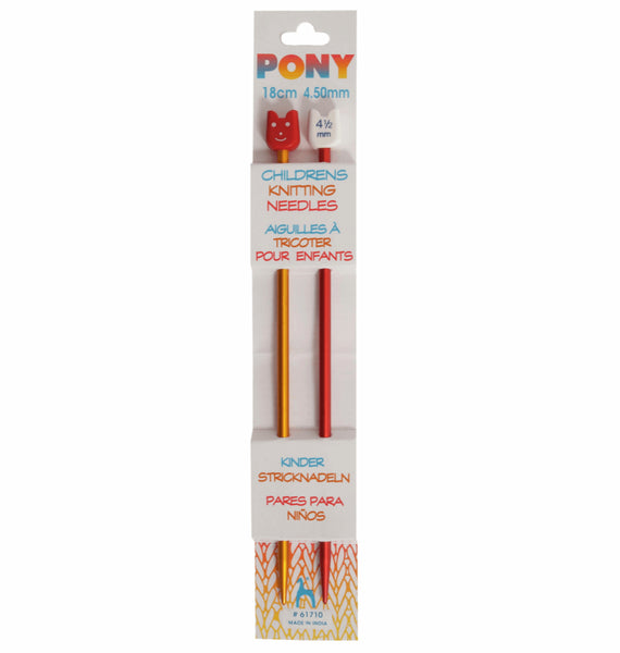 Pony Childrens Single-Ended Knitting Needles 4.50mm 18cm 61710