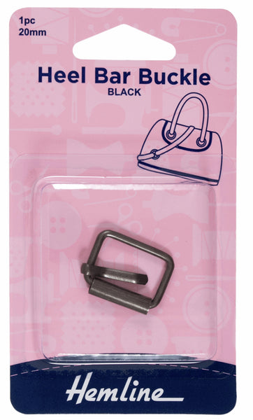 Hemline Heel Bar Buckle 20mm Black - H4501.20.NB