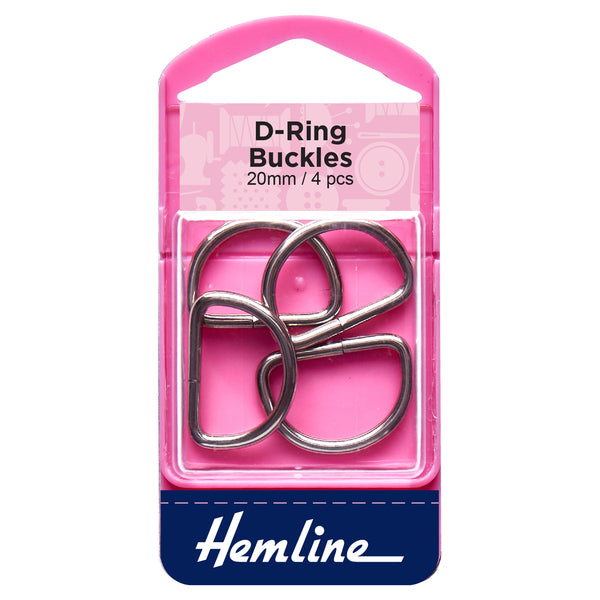 Hemline D Rings 20mm Nickel 4 Pieces - H462.20