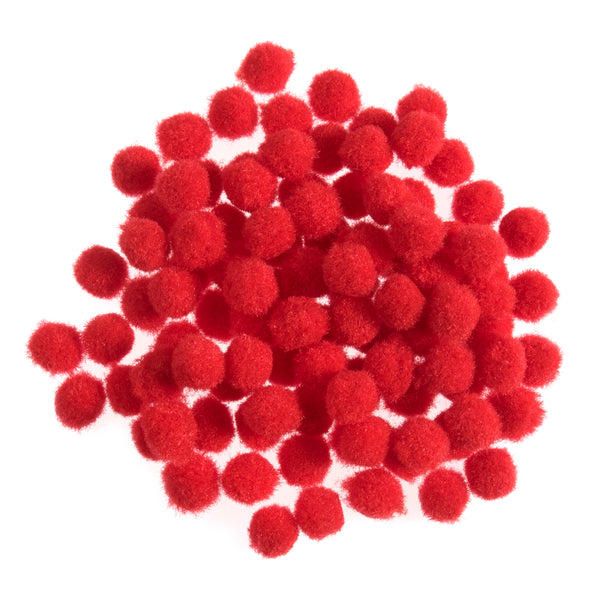 Pom Poms - Red - 7mm - 100pcs - PP1R