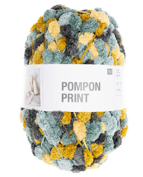 Rico Creative Pompon Print Yarn 200g - Mustard Teal 036
