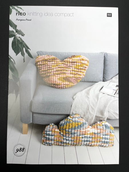 Knitting Pattern - Rico Pompon Cushion 988