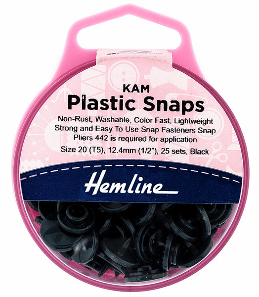 Hemline KAM Plastic snaps Black H443.BLAC