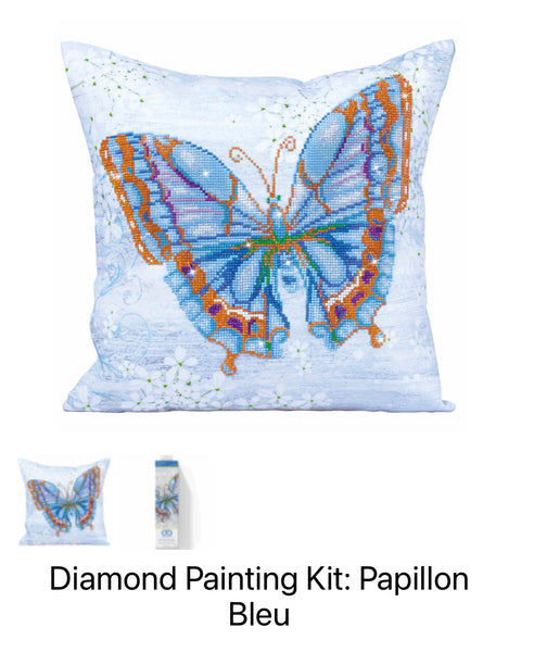 Diamond Painting Cushion Kit - Papillon Bleu DD16.006