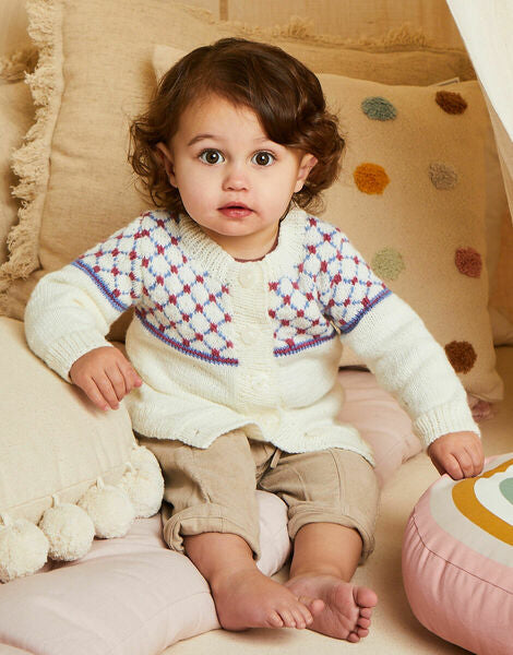 Knitting Pattern Sirdar Baby Plaid & Plain Cardigan In Snuggly 4 Ply - 5515