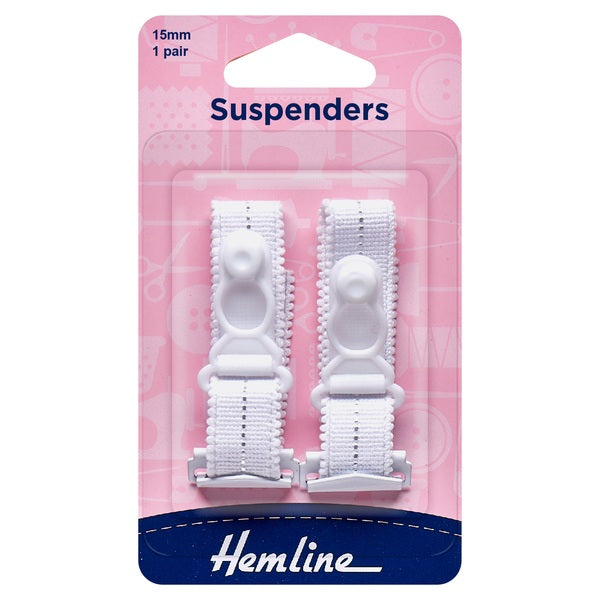Hemline Suspenders 15mm - White 775.W