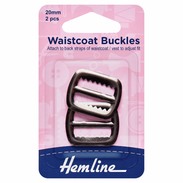 Waistcoat Buckles- 20mm Gunmetal - 2 Pieces - H463.N