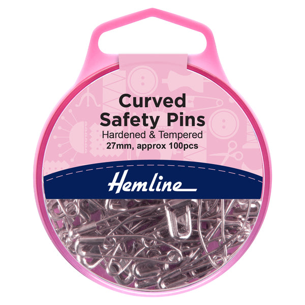 Hemline Curved Safety Pins 27mm 100 pieces - H418.0