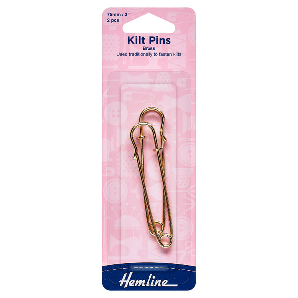 Hemline Kilt Pins 75mm Brass 2 Pieces - H411