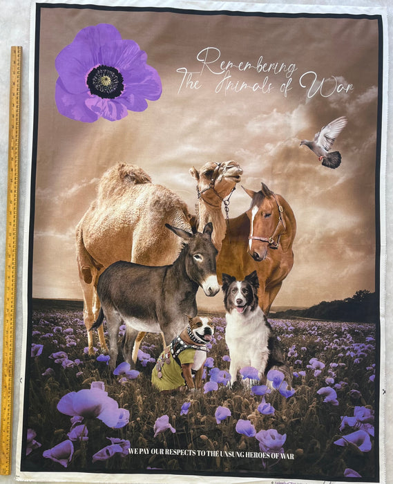 Remembrance Day Fabric Panel - Animals of War